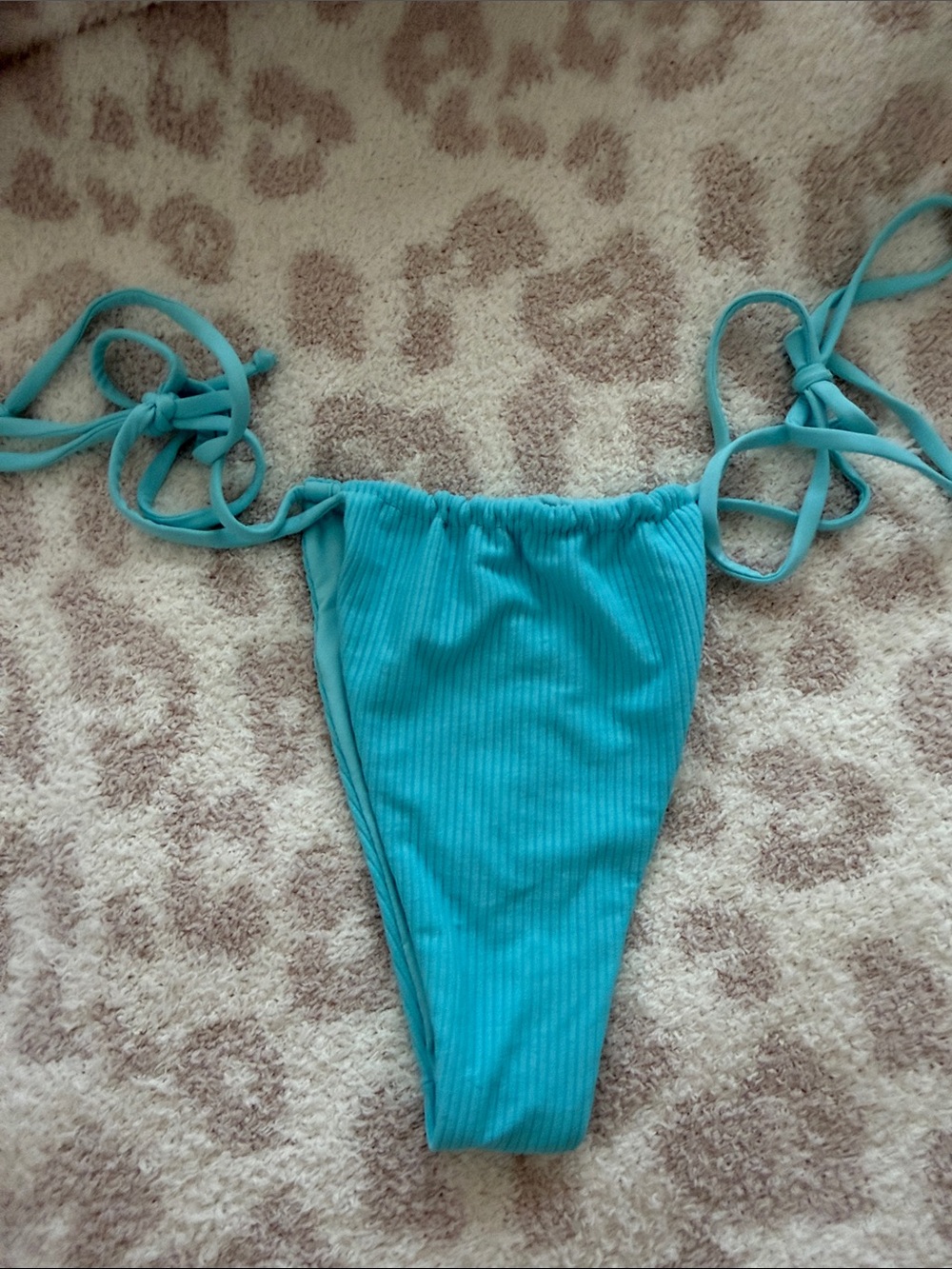 New Frankie’s Bikinis Tia Ribbed Bikini Bottoms Aquamarine Medium - Picture 2 of 3